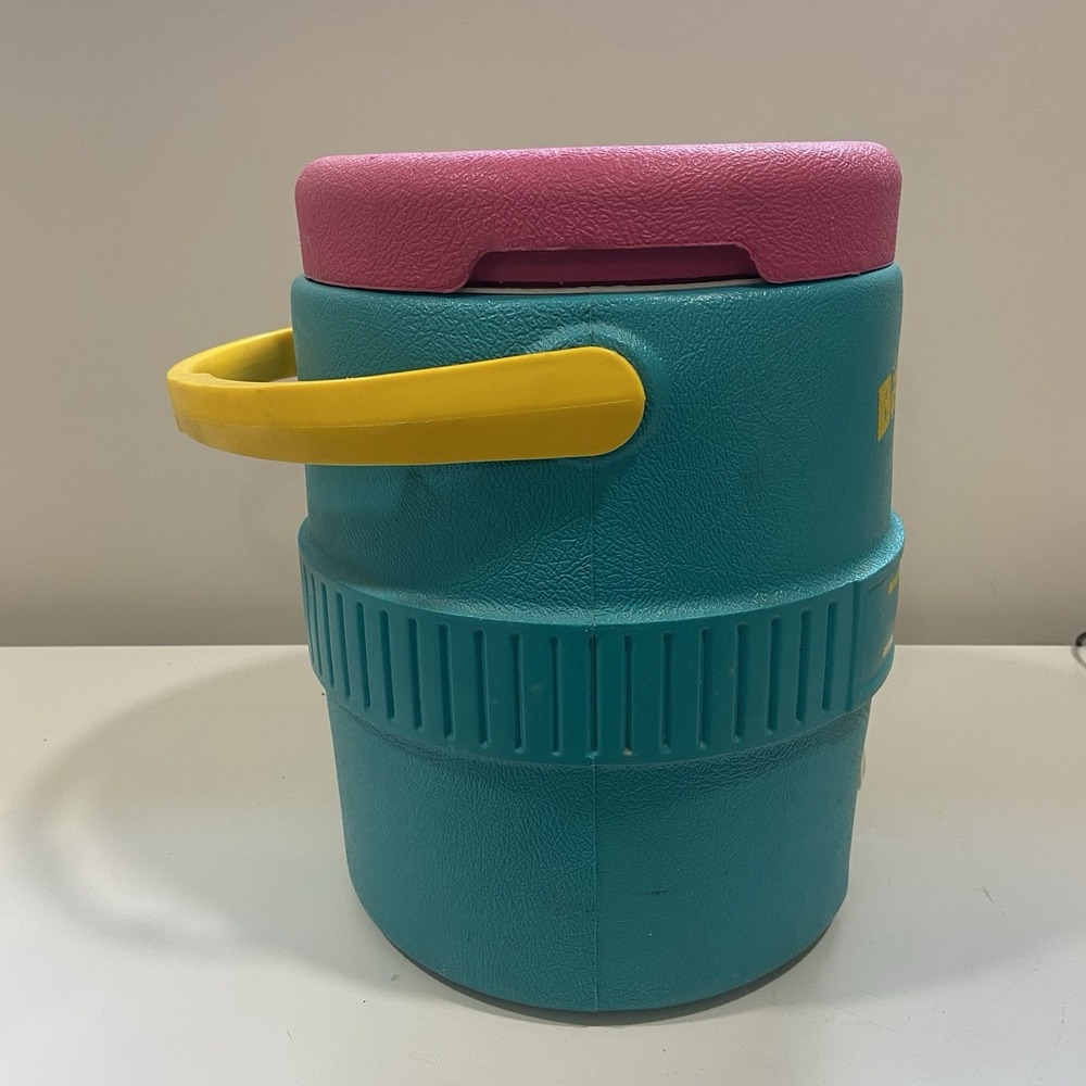 Vintage Igloo Barrel of Fun 2 Gallon Cooler Teal and Pink 90s Retro With Spout - Picture 2 of 7